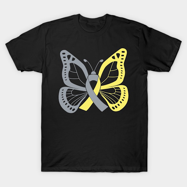 Silver and Gold Butterfly Awareness Ribbon T-Shirt by FanaticTee